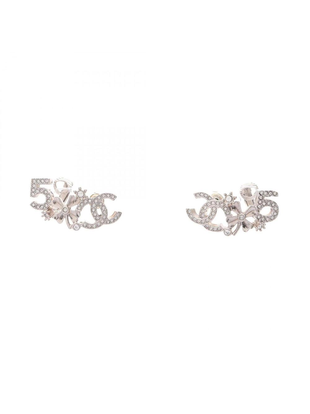 Chanel Cc Logo Clover Earrings Silver- #357762C12B